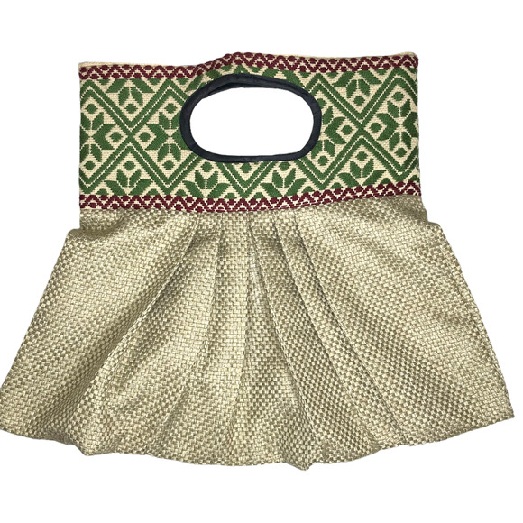 Boho Fabric Clutch Bag Purse Handbag Woven Lightweight Geometric Design - Picture 2 of 8